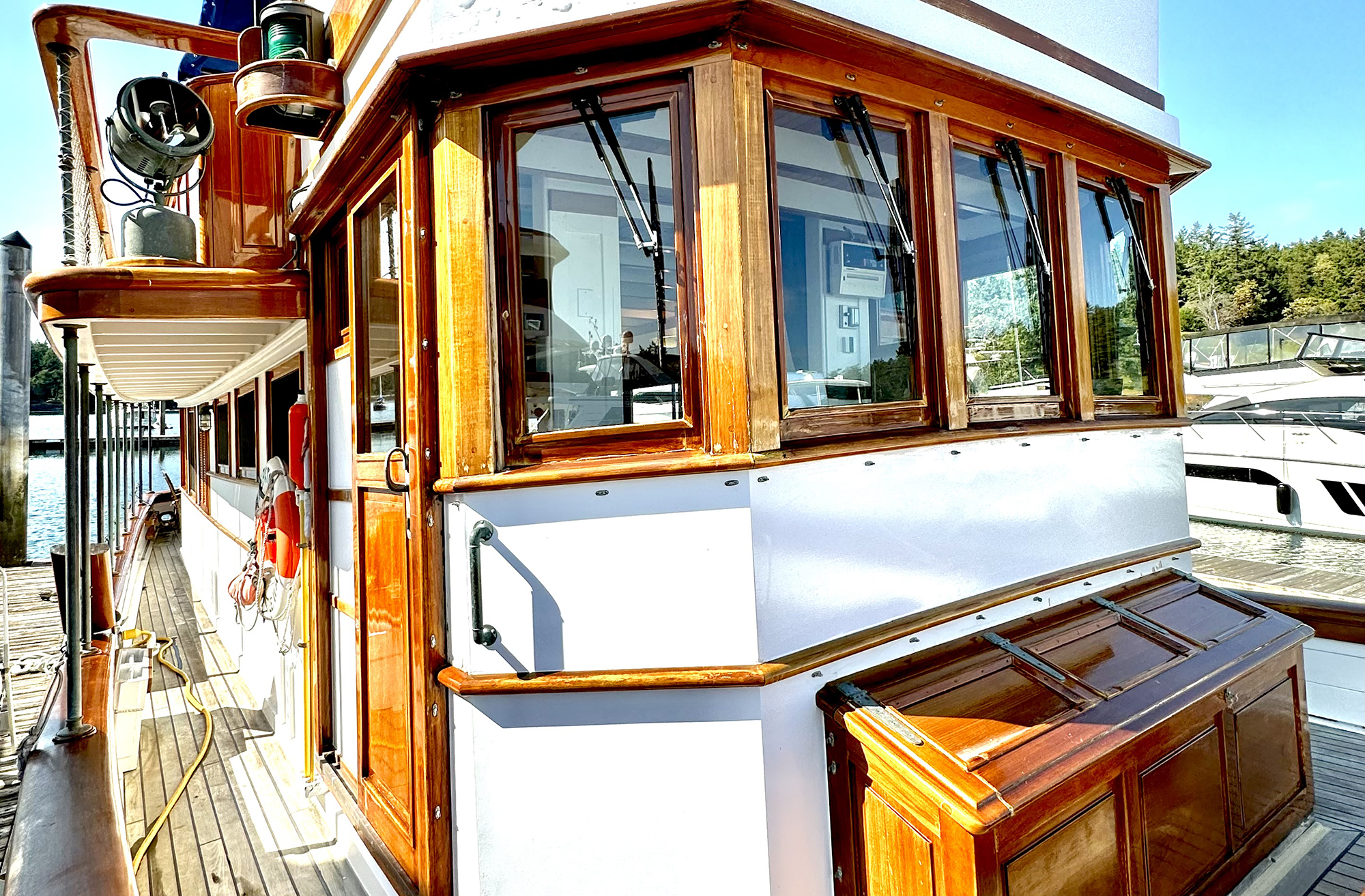 Exterior wood on a boat
