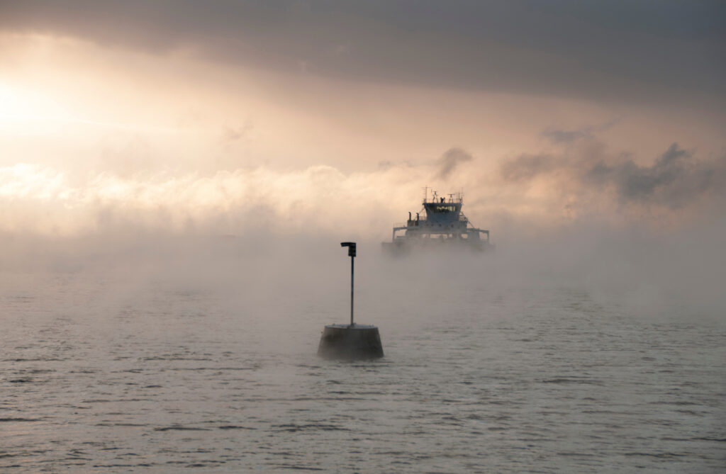 Ferry in the fog