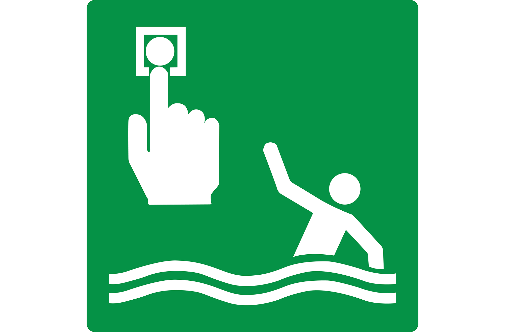 Green sign person overboard call point. Signal given if someone Green sign person overboard call point. Signal given if someone