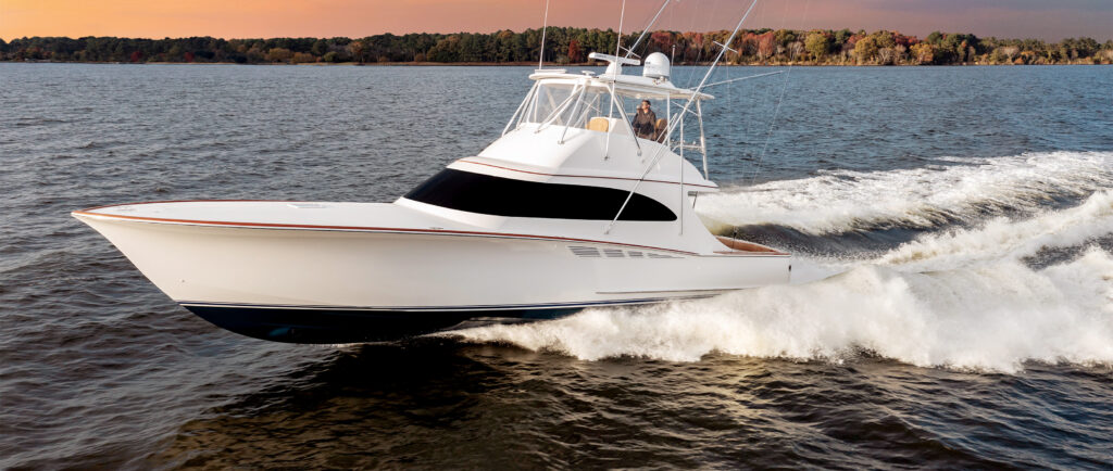 Sportfishing boat running inshore