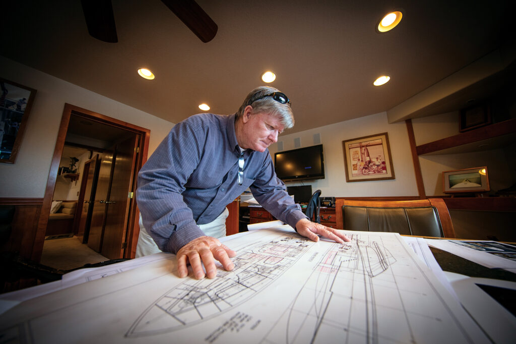 Man reading blueprint