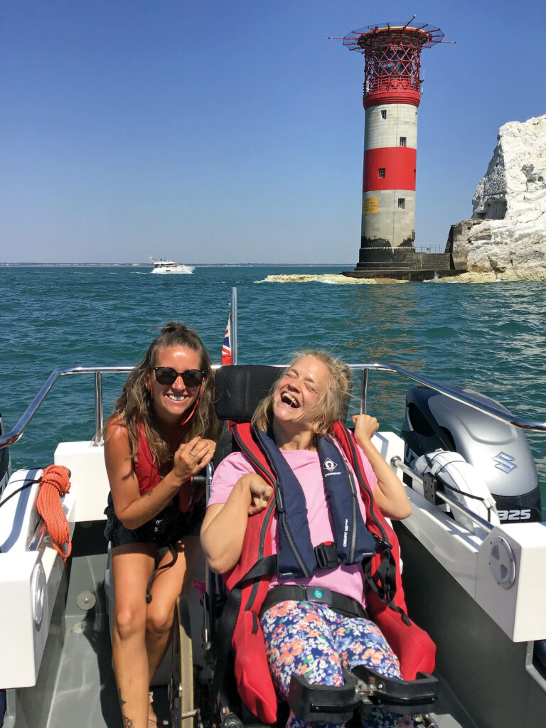 two women on a boat