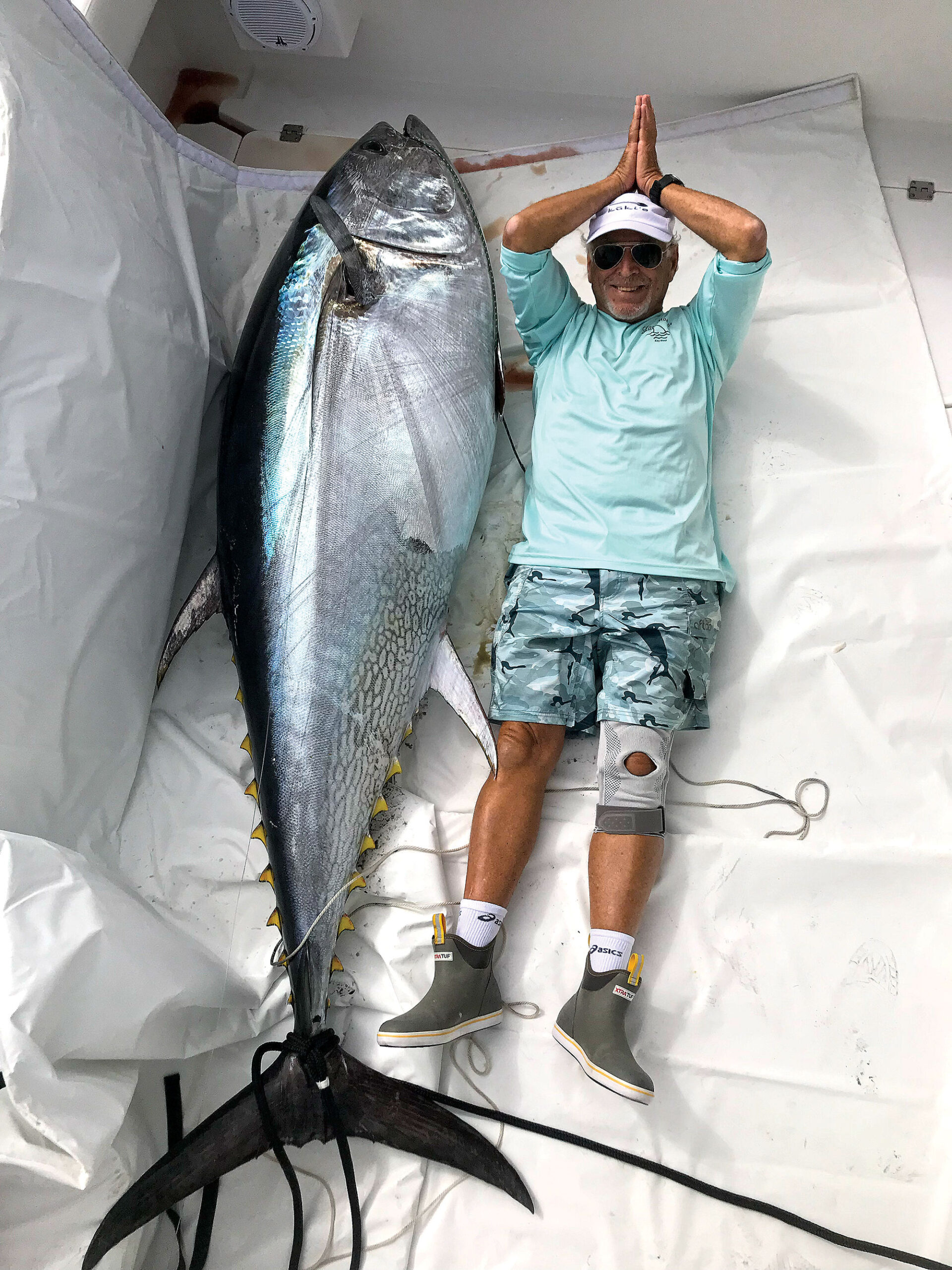 Jimmy with the one giant tuna they kept during the summer of 2018; it was a day Vinnie will never forget.
Photo property of Last Mango Boatworks