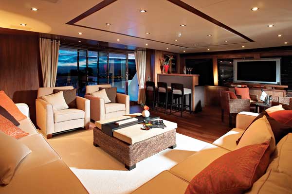 Not content with simply providing a skylounge aboard the yacht, Sunseeker added this modern "upper saloon" to complement the main saloon.