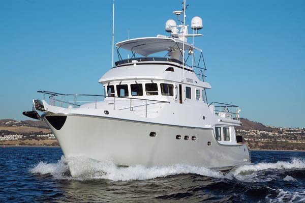 Pacific Asian Enterprises offers bulbous bows on its Nordhavn models ranging from 62 to 86 feet LOA, but not on the smaller boats in the line.