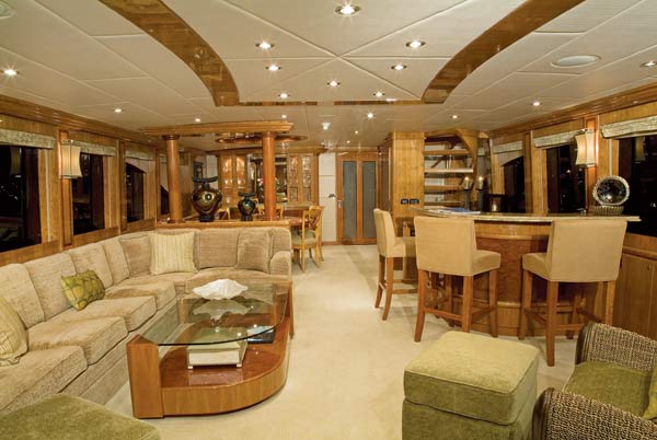 hargrave-tigers-eye-g1.jpg promo image The Frains enjoy cruising with children, so there are well-thought-out seating areas in the main saloon (pictured here), galley, and formal dining area.