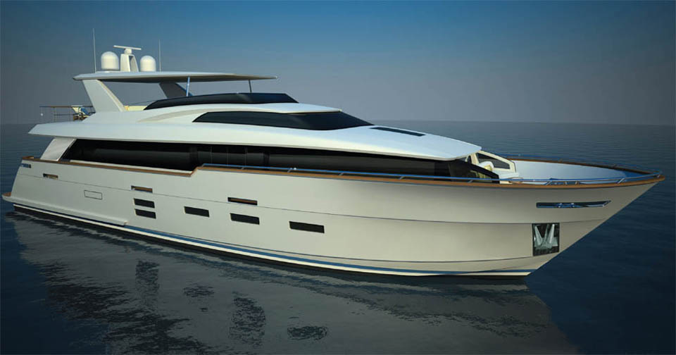 Hatteras 100 Raised Pilothouse rendering Hatteras 100 Raised Pilothouse rendering