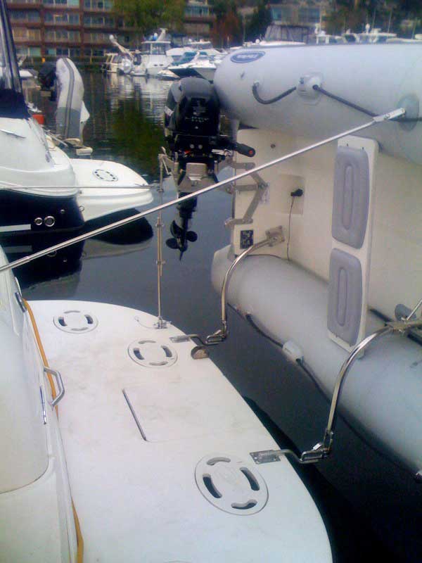 Weaver Industries makes swing-up lifts for smaller RIBs and tenders