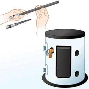 An eroded anode in the hot-water heater