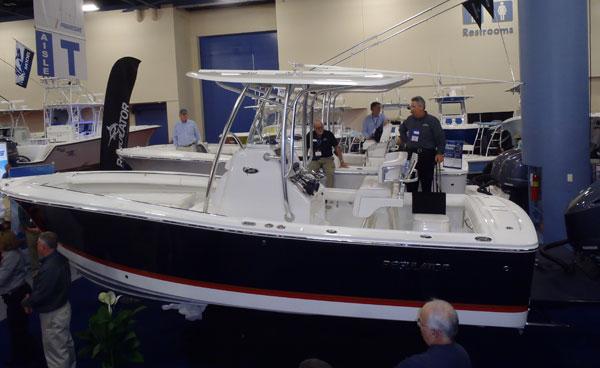 Photo-1 The new Regulator 23 was unveiled at the boat show on Thursday to many interested perspective buyers and members of the press. Celebrating their 25th anniversary, this is the first time in the company’s history that they have released two new models in the same model year (the company introduced the popular Regulator 25 at the Fort Lauderdale International Boat Show last fall).