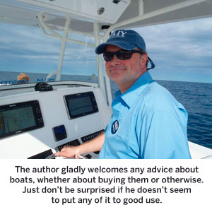 The author gladly welcomes any advice about boats, whether about buying them or otherwise. Just don’t be surprised if he doesn’t seem to put any of it to good use.