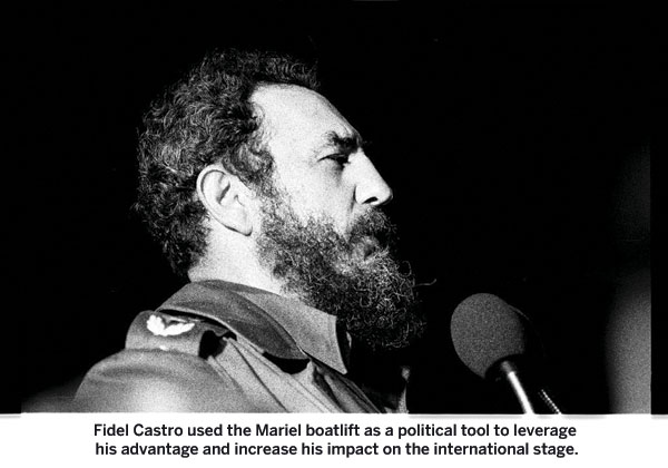 Fidel Castro used the Mariel boatlift as a political tool to leverage his advantage and increase his impact on the international stage. Fidel Castro used the Mariel boatlift as a political tool to leverage his advantage and increase his impact on the international stage.