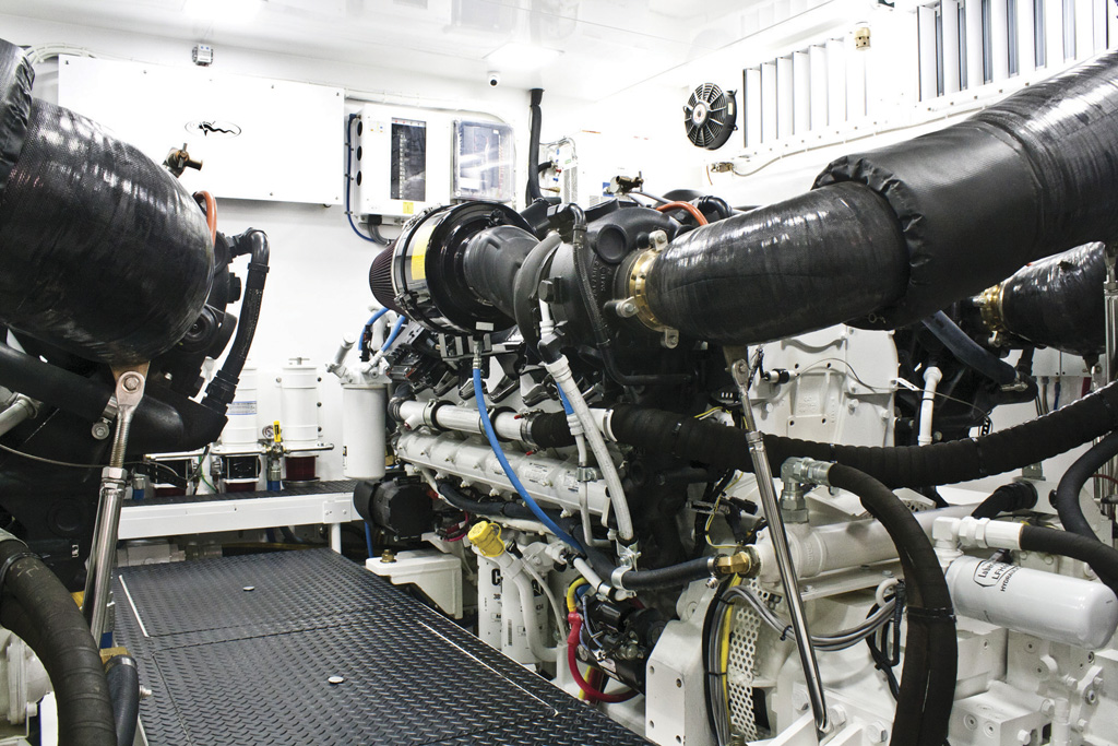 Viking 74 Motoryacht Engine Room - click to enlarge