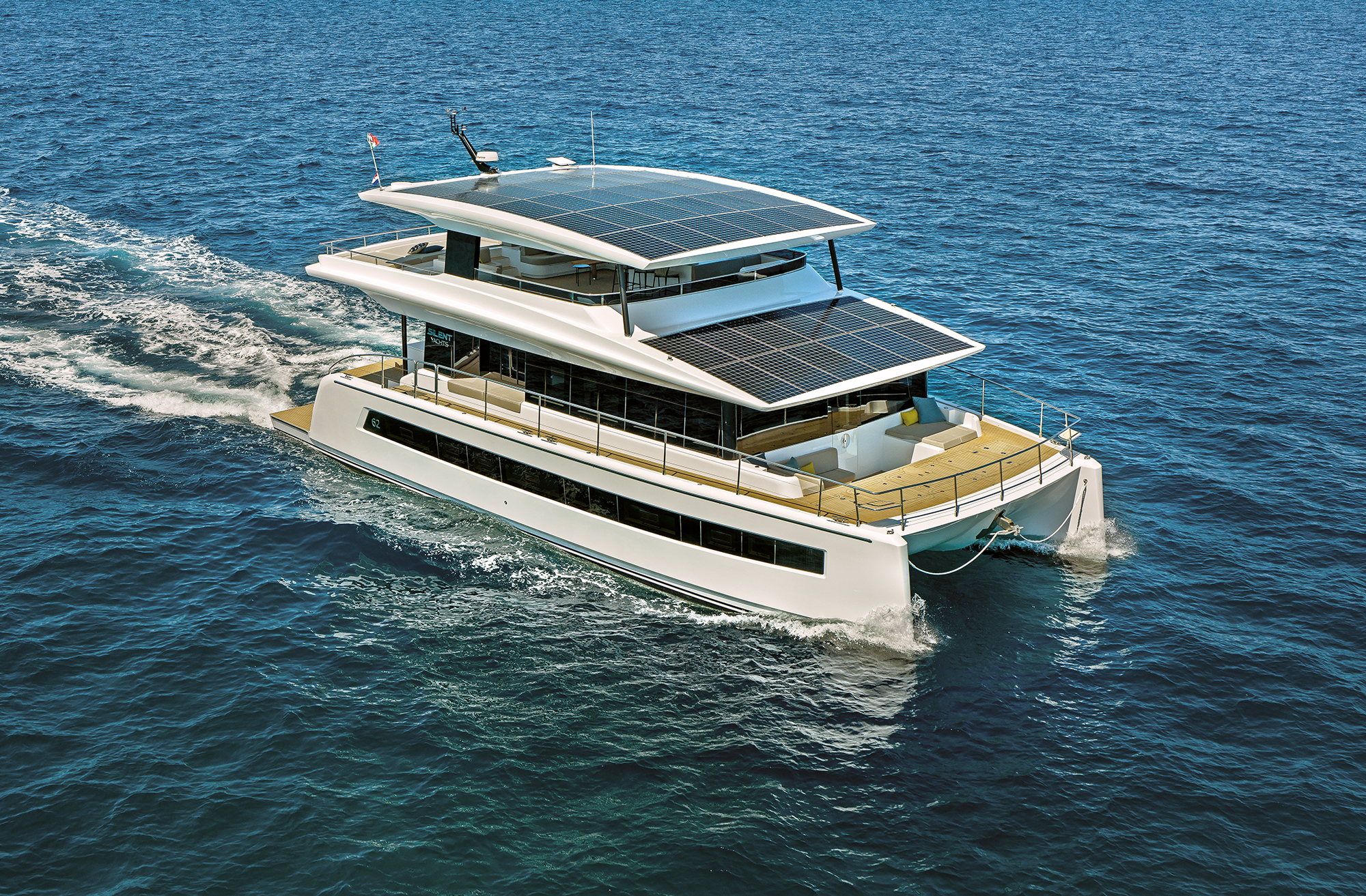 Solar-powered catamaran
