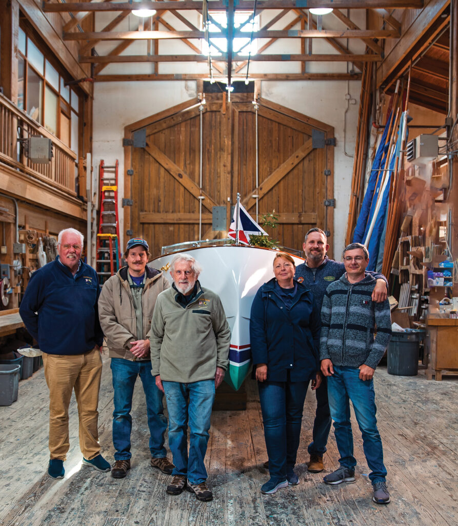 Jim’s work crew at his final boat shop at the Harvey W. Smith Watercraft Center
