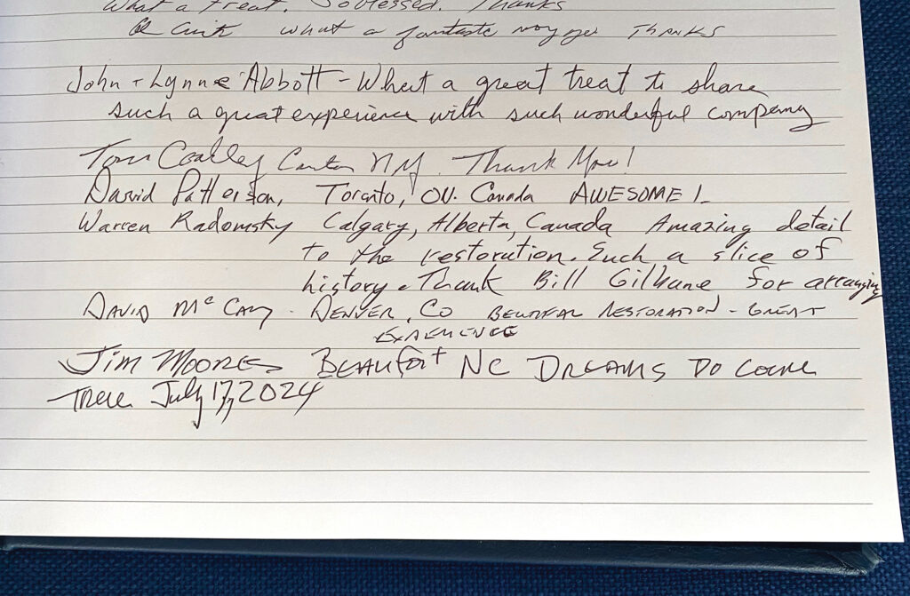 Jim’s logbook entry aboard Honey Fitz.