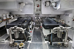 Engine room on the Coastal Craft 65 Concord