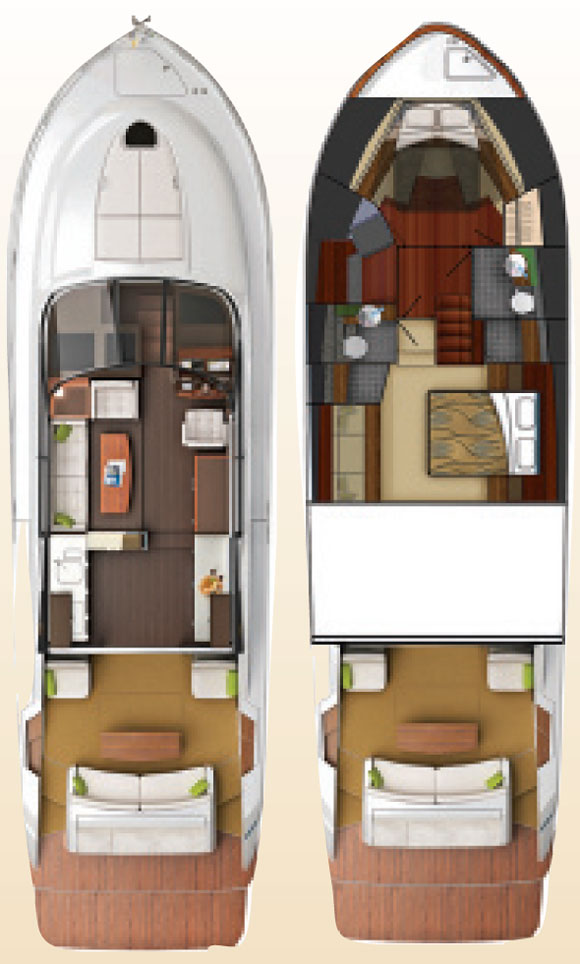 Tiara 50 Flybridge layout diagram