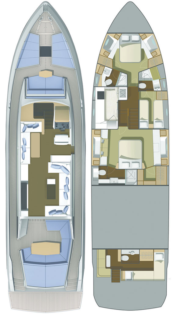 Numarine 70 HT 3-cabin layout
