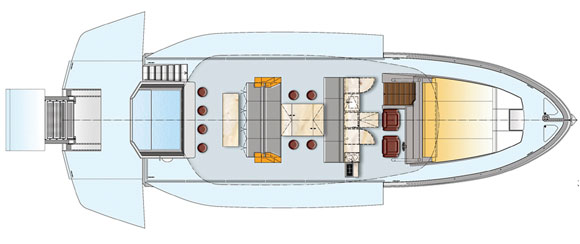Astondoa Top Deck 63 - main deck layout (open)