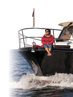 Julie Barber, owner of Umami, a Hunt 44 Express Cruiser