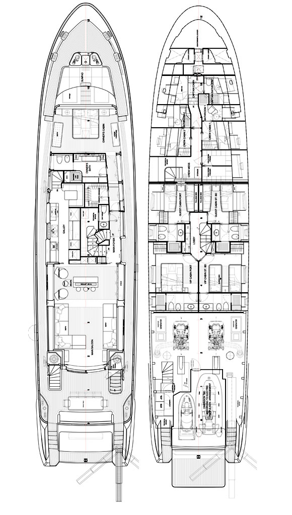 Benetti 108 Tradition Supreme - deckplans lower