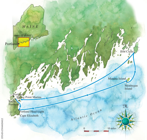 Map of route to Monhegan Island