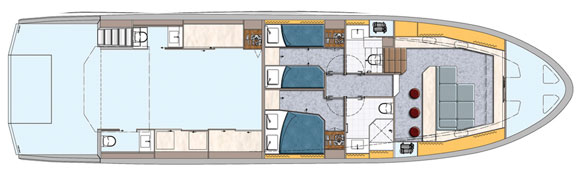 Astondoa Top Deck 63 - lower deck layout