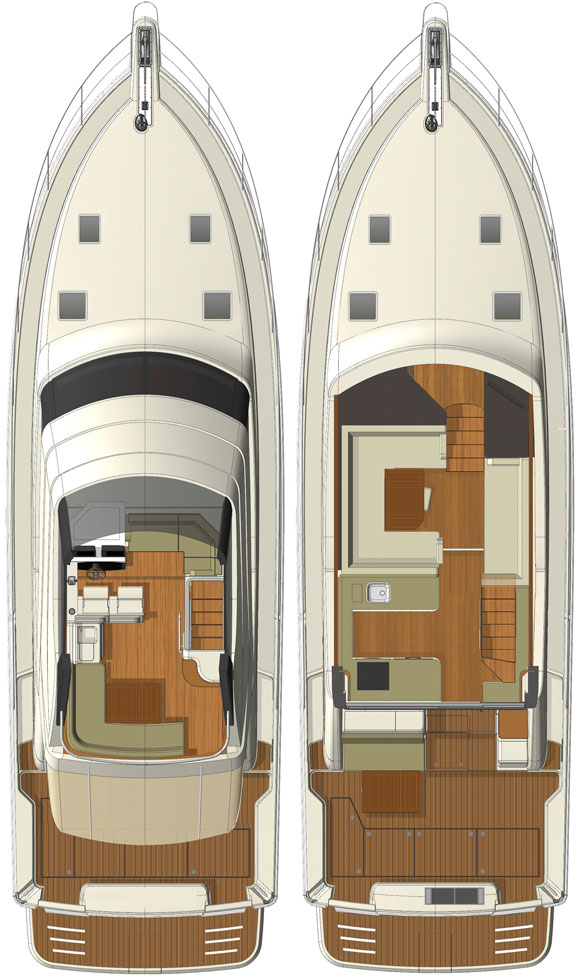 Riviera 50 - layout diagrams, upper decks