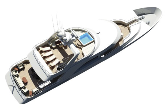 Ocean Alexander 120 layout diagram - sundeck level