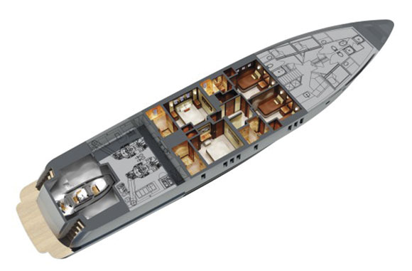 Ocean Alexander 120 layout diagram - lower level