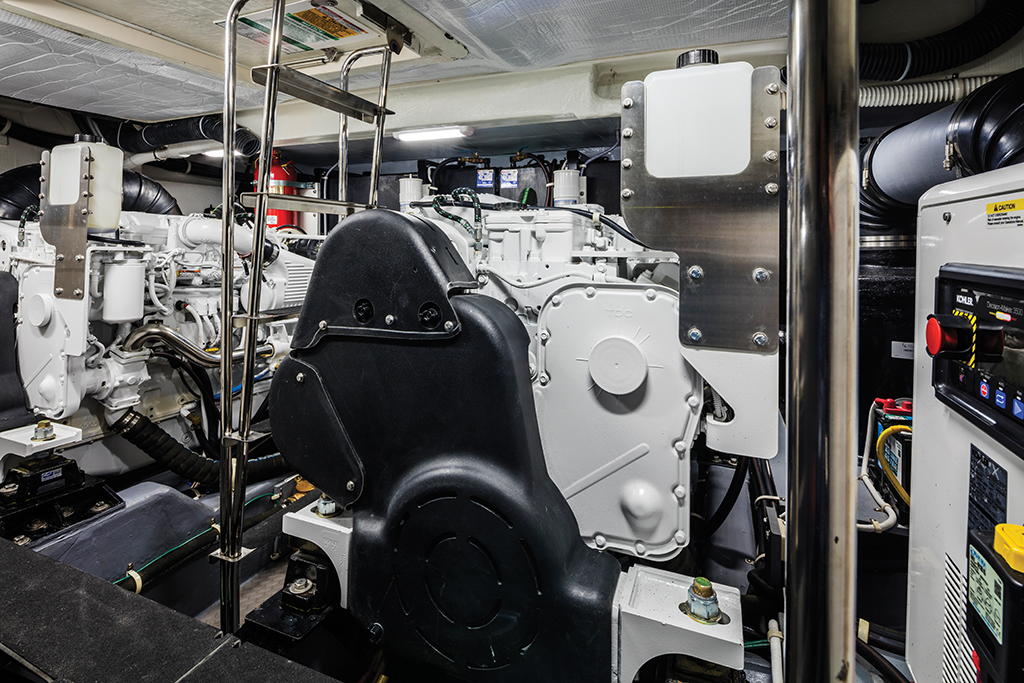 Engine room on the Carver C52 Command Bridge