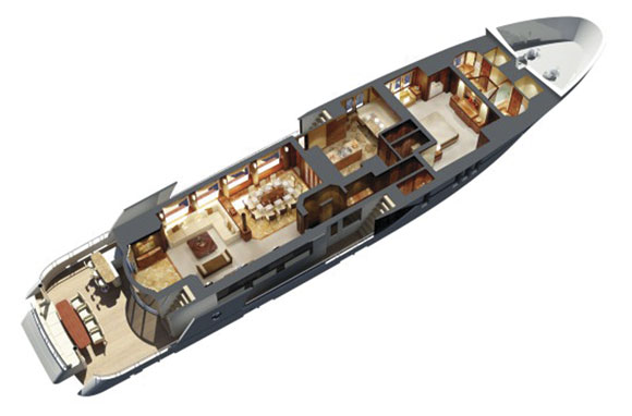 Ocean Alexander 120 layout diagram - main deck level