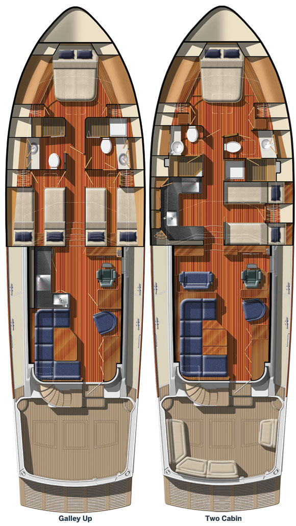 Grand Banks 55 Eastbay FB - 2 layout options