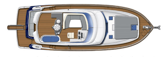 Azimut Magellano 43 - flybridge layout diagram