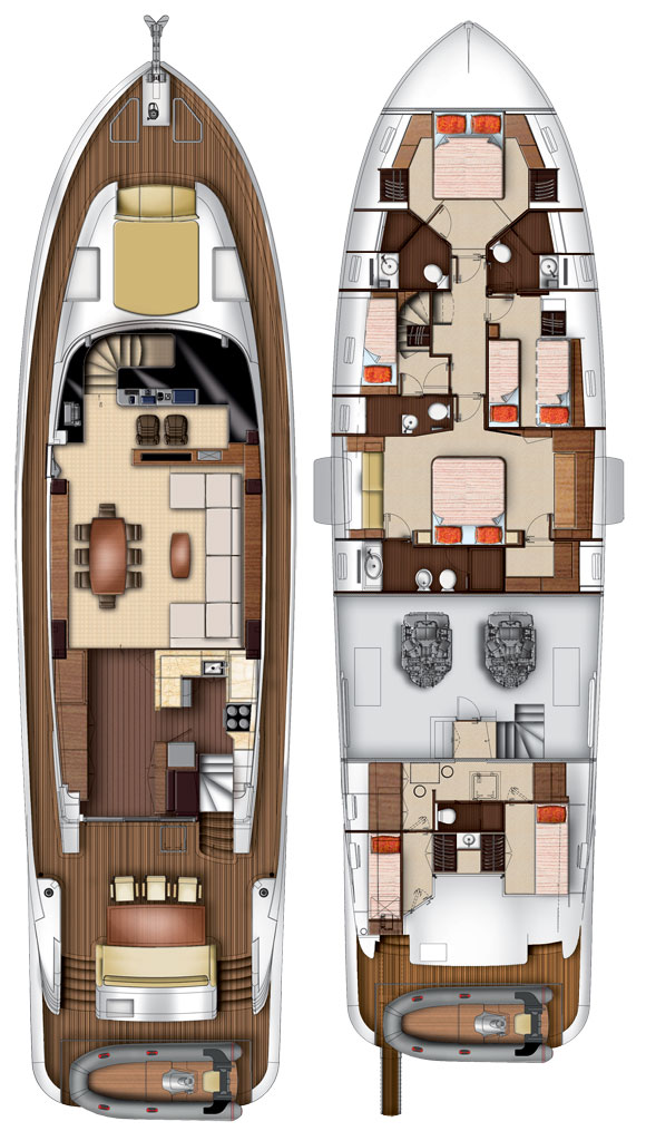 Azimut Magellano 76 layout diagrams