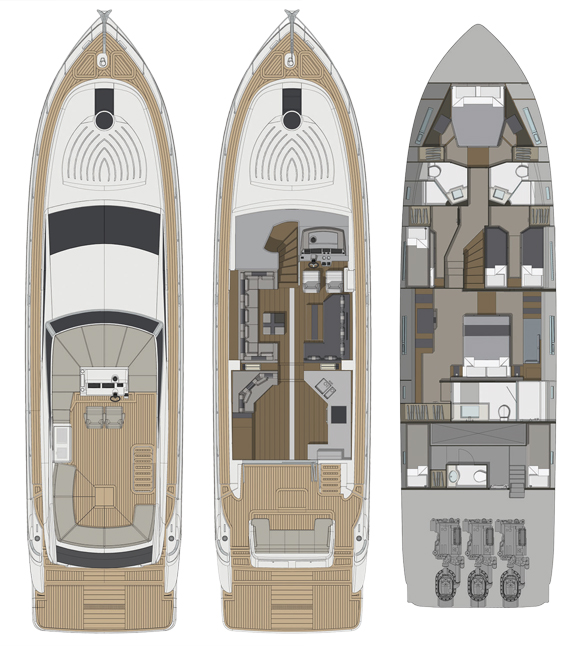 Pearl 65 motoryacht - layout diagram