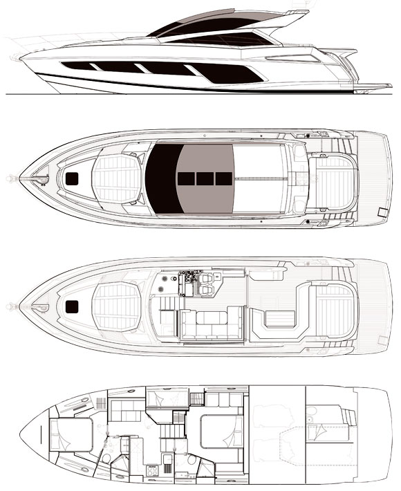 Sunseeker Predator 57 layout diagram
