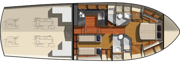 Grand Banks 50 Eastbay SX lower deck layout option