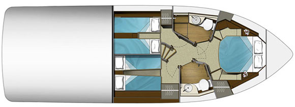 Galeon 420 Fly - layout diagram - lower deck