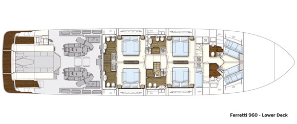 Ferretti 960 lower deck layout