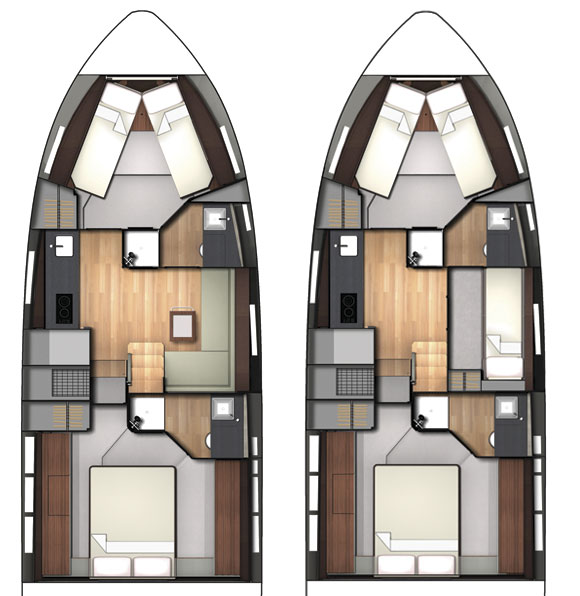 Fairline Targa 48 Open layout options