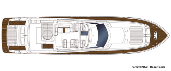 Ferretti 960 upper deck layout