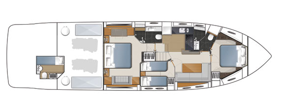 Princess V62-S lower deck diagram