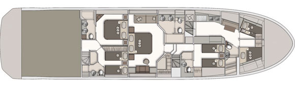 Monte Carlo Yachts 86 lower deck layout diagram