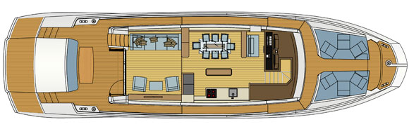Astondoa 72 GLX layout diagram - Main deck