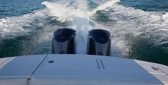 a pair of 200-horsepower Yamaha four-stroke outboards