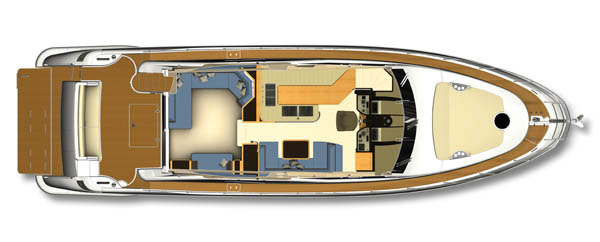 Azimut 60 layout diagram - salon and galley