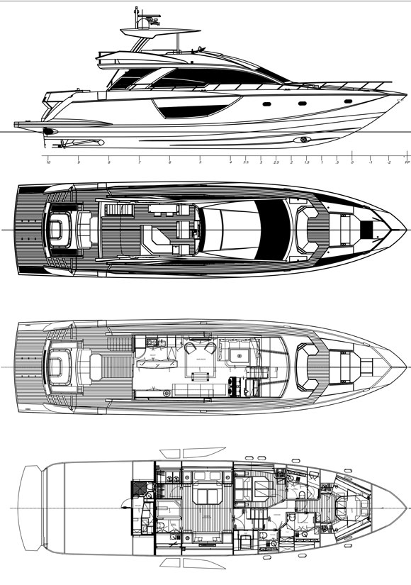 Cheoy Lee Alpha 76 Flybridge layout diagram