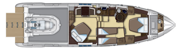 Azimut 55S lowerdeck with garage layout diagram